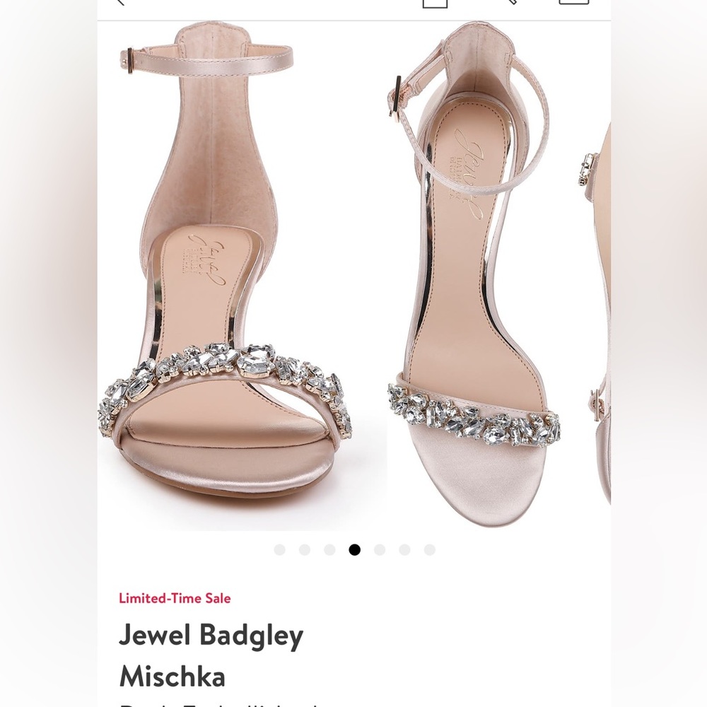Badgley Mischka Jewel Embellished Champagne Halo Strap Sandal - worn once